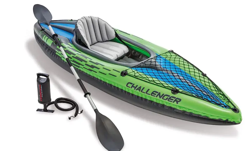 Intex Challenger K1 Kayak 1 Man Inflatable Canoe with Aluminum Oars and Hand Pump