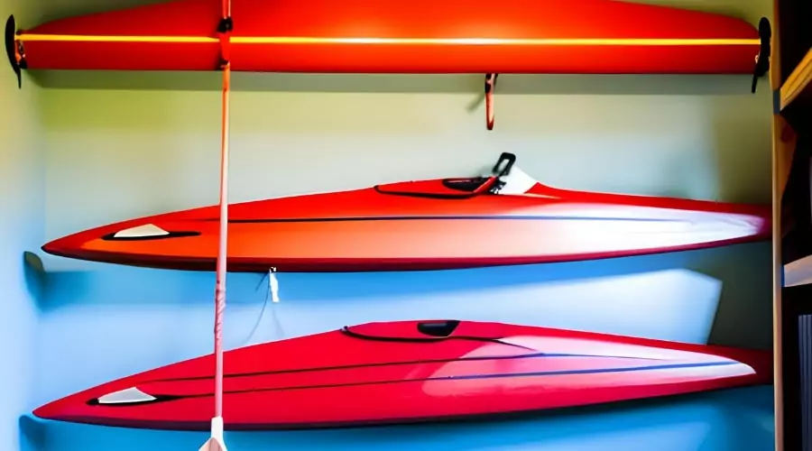 diy hanging kayak storage