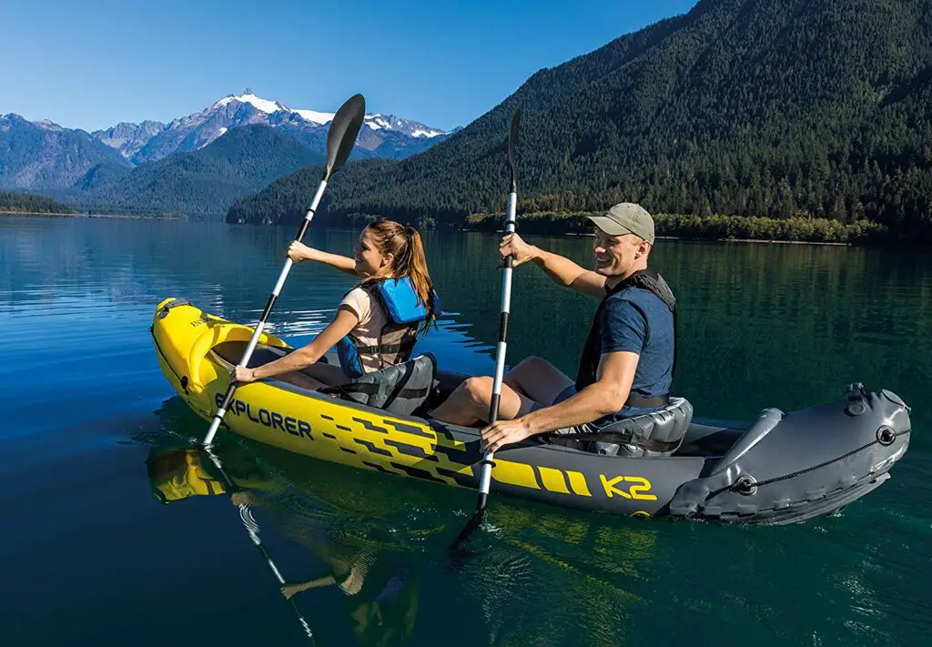 Explorer K2 Kayak, 2-Person Inflatable Kayak Set with Aluminum Oars